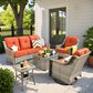 HOMLUX 5-Piece Outdoor Conversation Set with Solar Lighting Table in Orange, , large