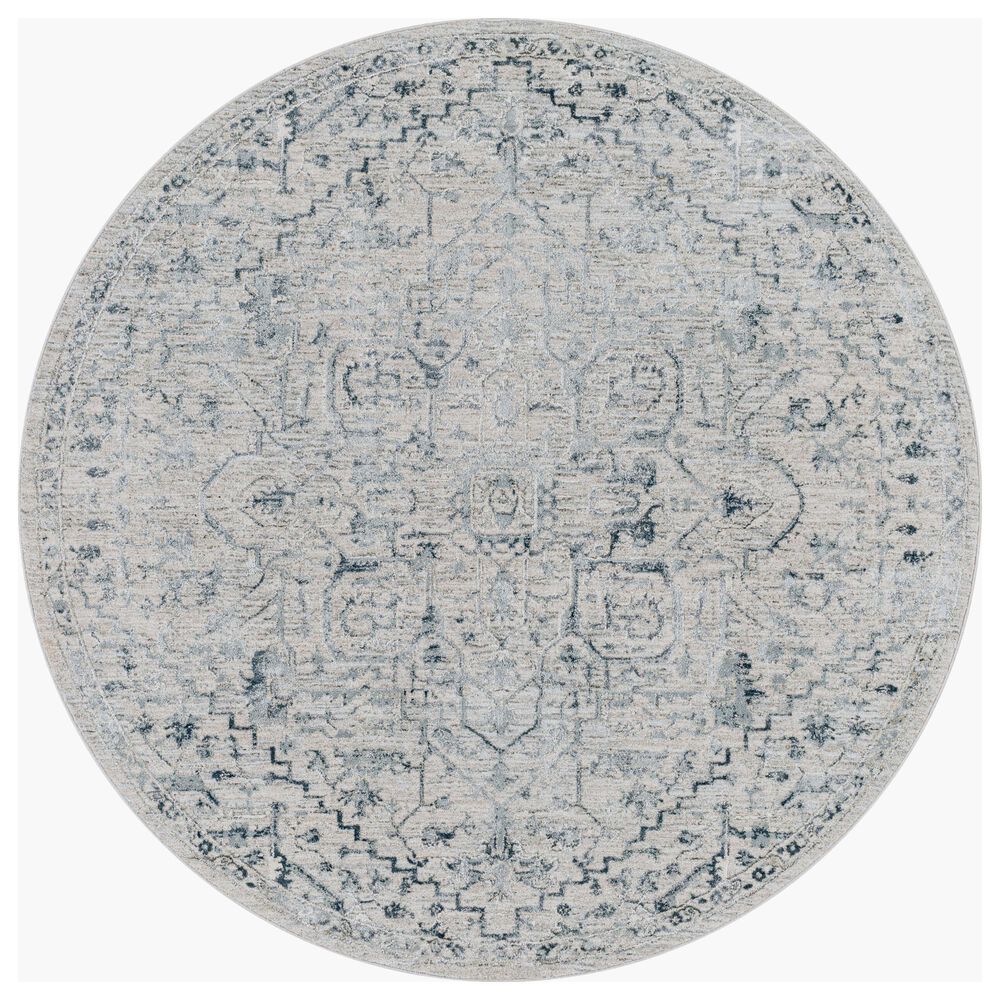 Surya Brunswick BWK-2310 7"10" Round Dusty Sage, Light Beige, Taupe, Medium Gray and Deep Teal Area Rug, , large