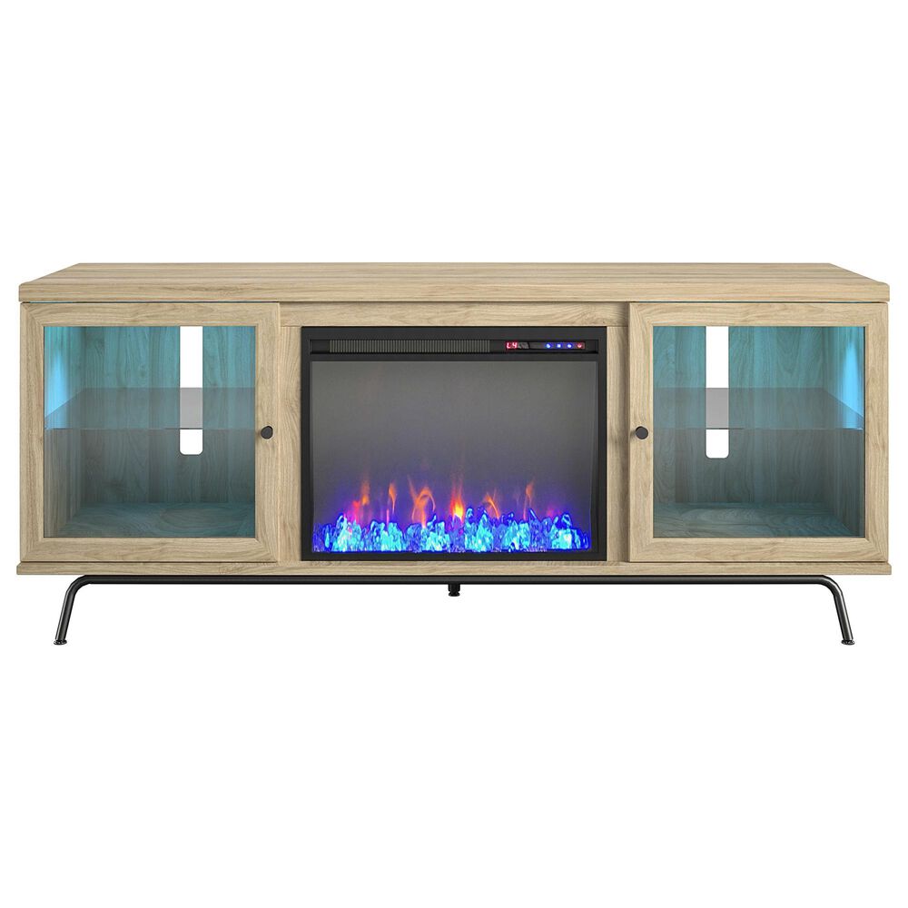 DHP Marabella 70" TV Stand with Fireplace in Blonde Oak, , large