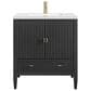 James Martin Myrrin 30" Single Bathroom Vanity in Carbon Oak with Single Hole 3 cm White Zeus Silestone Top and Rectangular Sink, , large