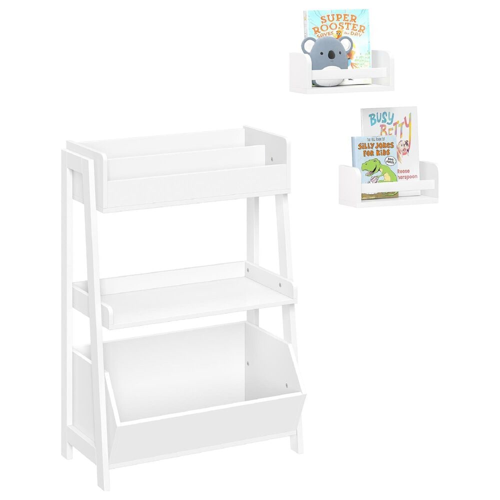 RiverRidge Home 3-Tier Kids Ladder Bookcase in White, , large