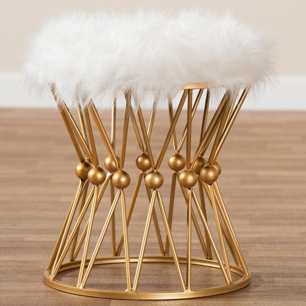 Baxton Studio Leonie Upholstered Ottoman in White, , large