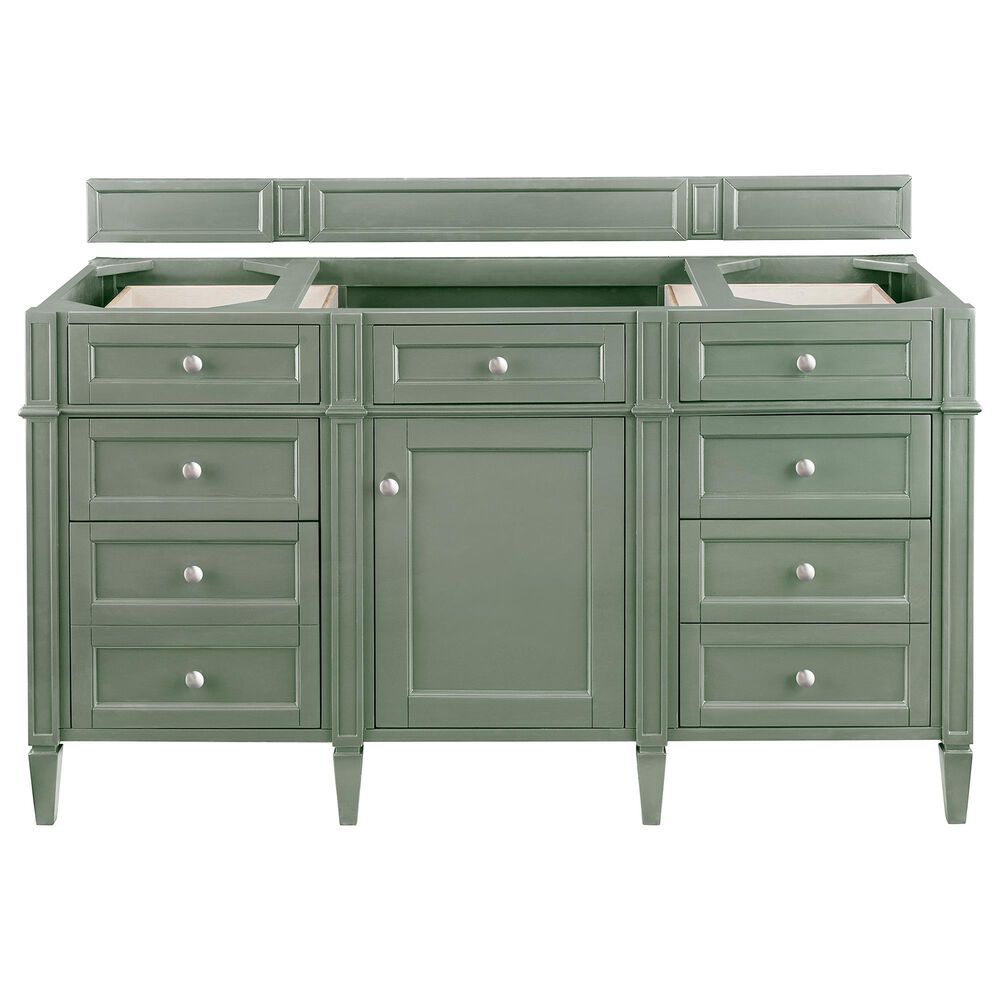 James Martin Vanities Brittany 60" Single Bathroom Vanity in Smokey Celadon with 3 cm Eternal Jasmine Pearl Silestone Top, Rectangular Sink and FreePower Wireless Charger, , large