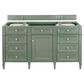 James Martin Vanities Brittany 60" Single Bathroom Vanity in Smokey Celadon with 3 cm Eternal Jasmine Pearl Silestone Top, Rectangular Sink and FreePower Wireless Charger, , large