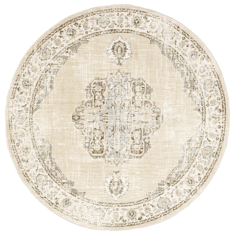 Oriental Weavers Andorra Medallion 7&#39;10&quot; Round Beige Area Rug, , large