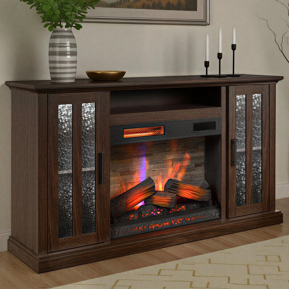 Classic Flame 62" TV Stand with Electric Fireplace in Stromburg Oak, , large