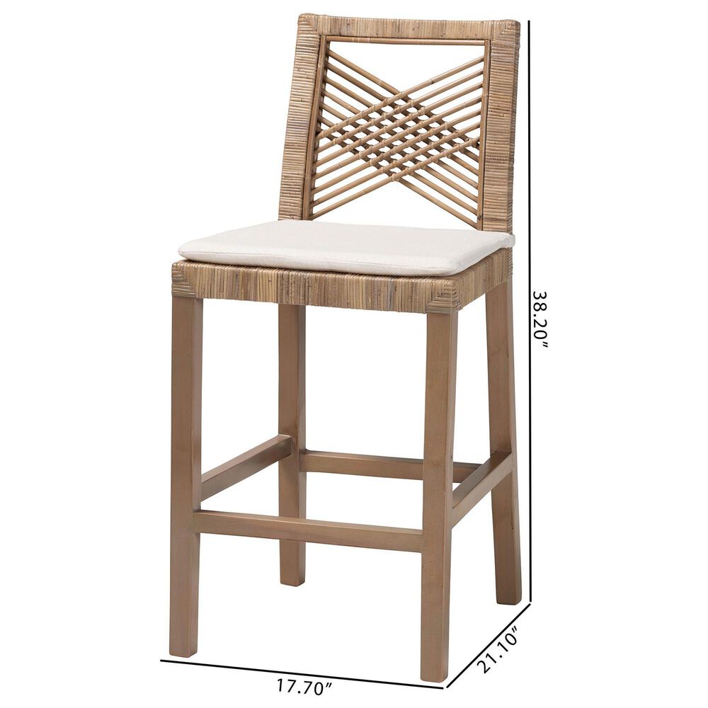 Baxton Studio Poltak Counter Stool in Grey Natural, , large