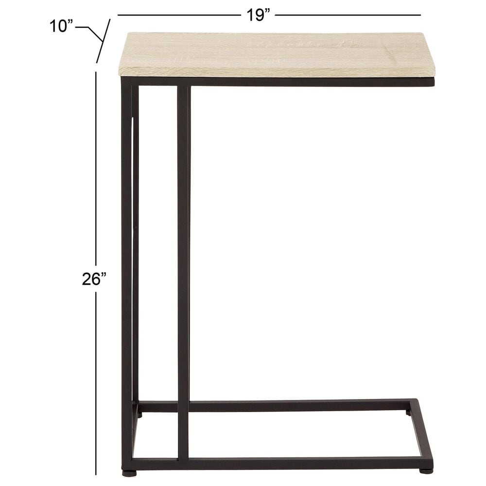 Maple and Jade C-Shaped Accent End Table in Cream and Black, , large