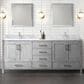 Lexora Home Jacques 84" Double Bathroom Vanity in Distressed Grey with 2 cm White Carrara Marble Top and Rectangular Sinks, , large