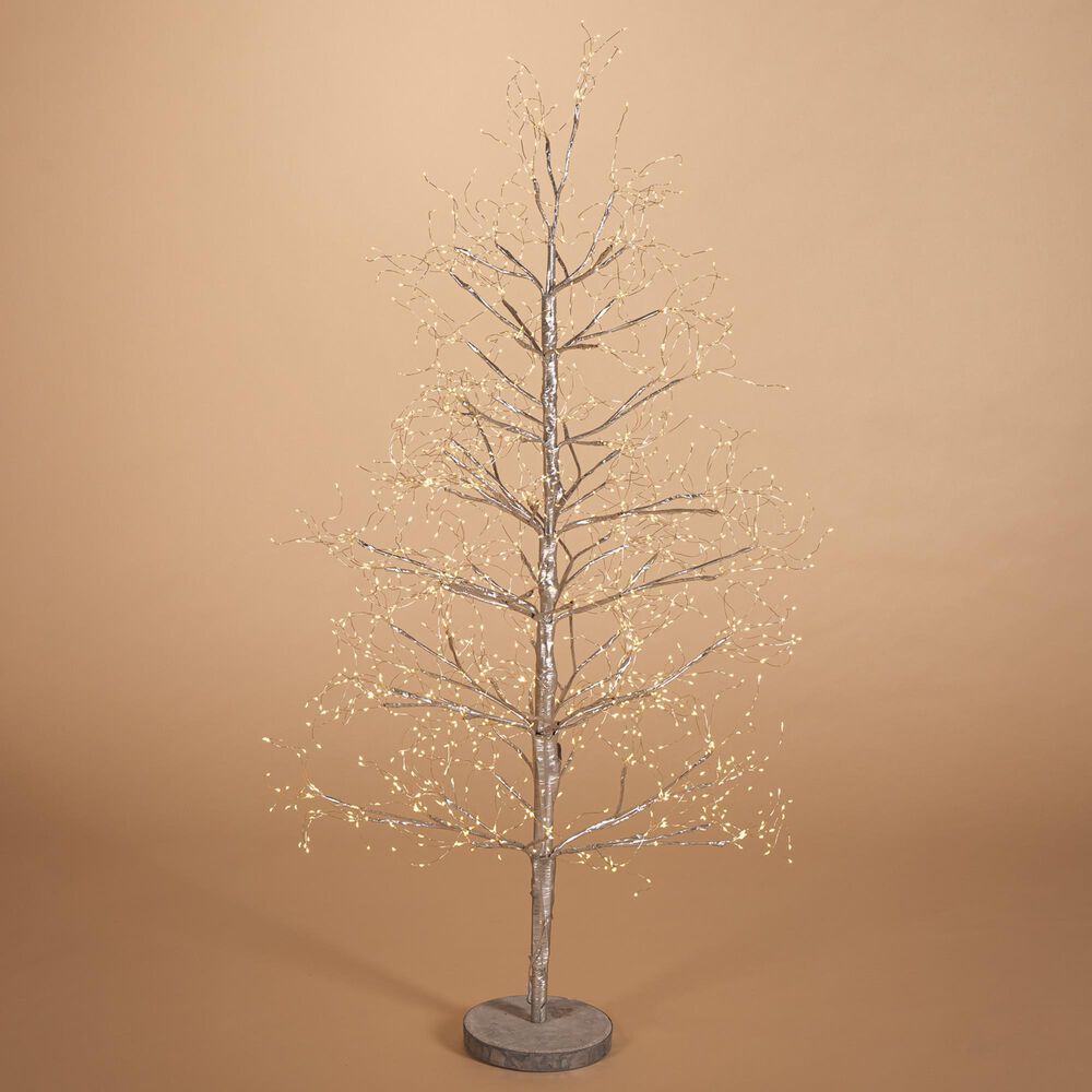 The Gerson Company 4" Electric UL Lighted Tree with 1350 Micro LED Lights in Matte Silver, , large