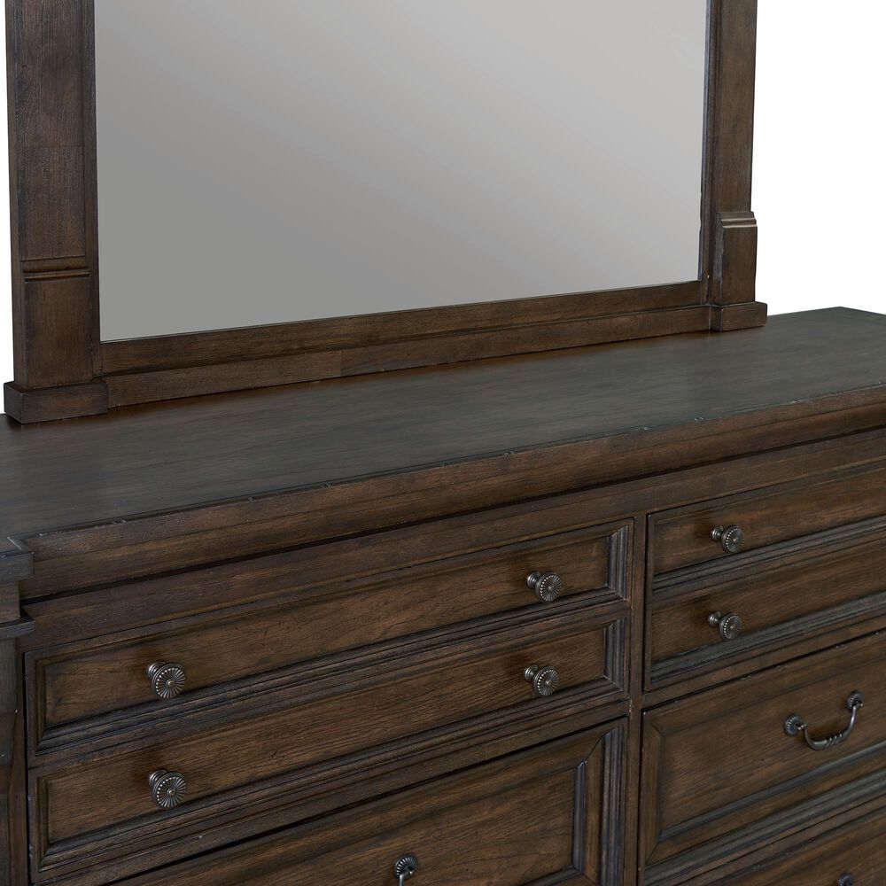 Sasha Lee Grand Teton 5 Piece Queen Bedroom Set in Warm Brown Oak, , large
