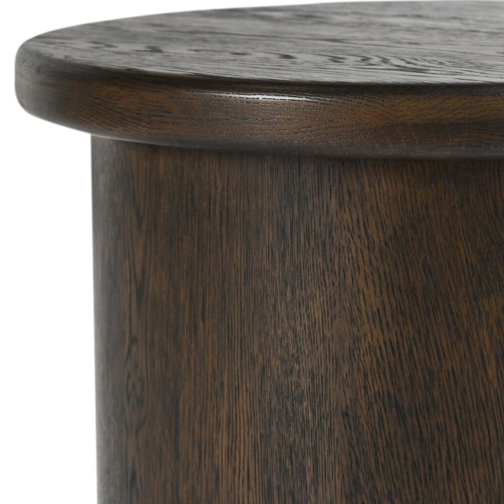 Classic Home Runa Round End Table in Coffee Brown, , large