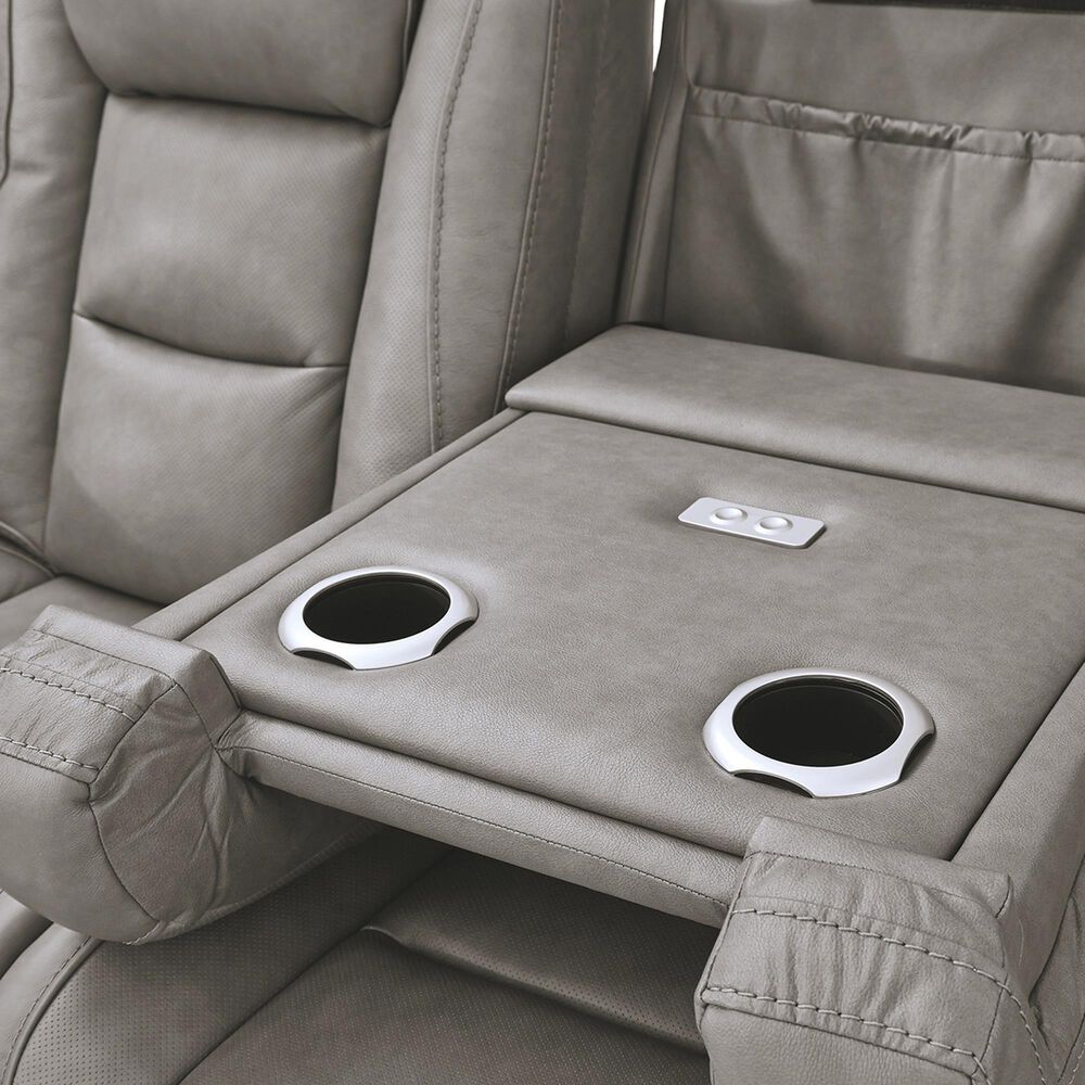 Ashley The Man-Den Power Reclining Sofa with Adjustable Headrest in Gray, , large