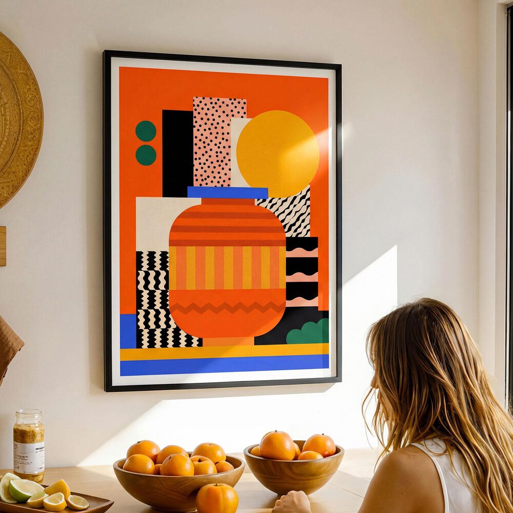HOMLUX 24" x 18" Geometric Canvas Art in Multicolor, , large