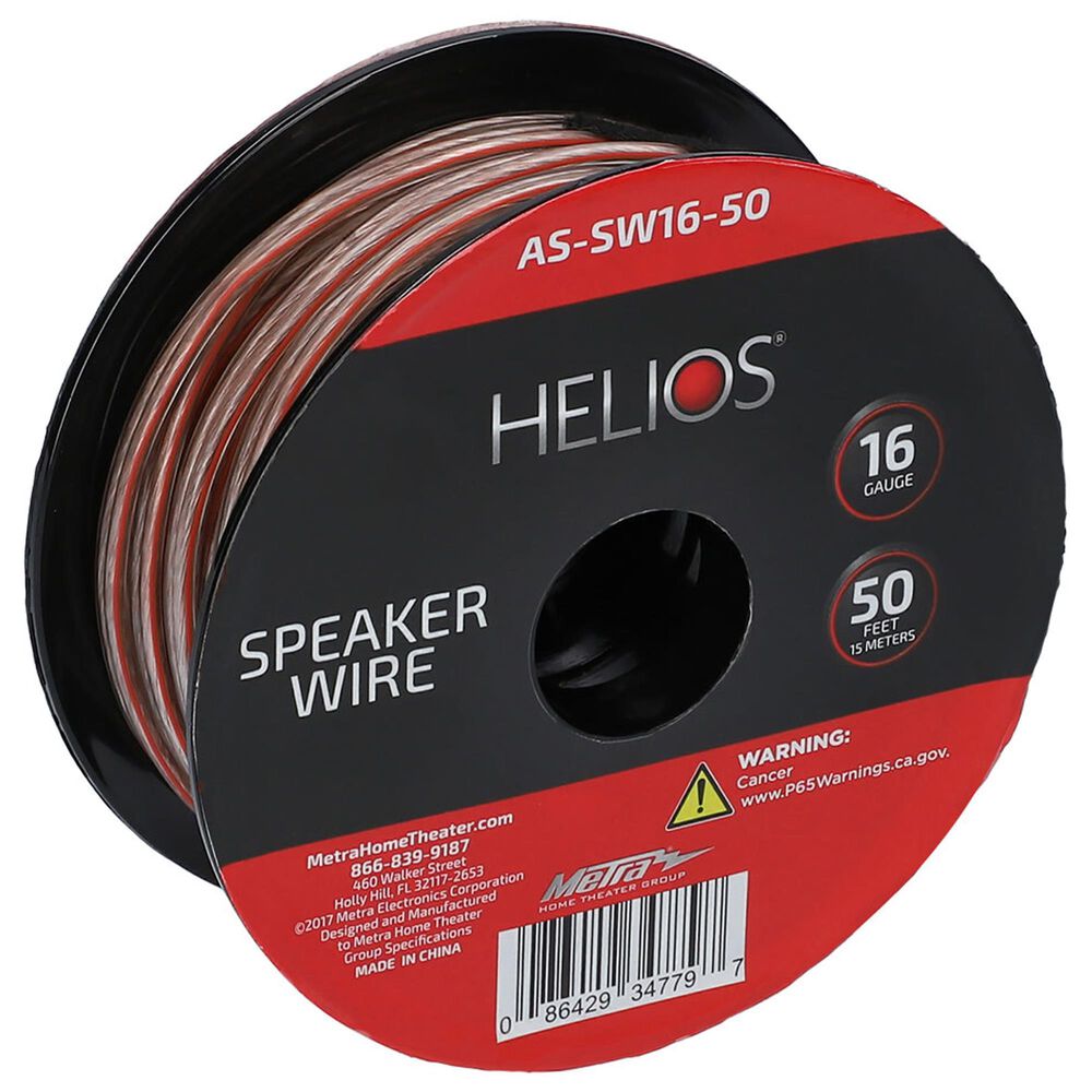 Helios 3-Piece 4 Outlet Surge Protector and 50' 16-Gauge Speaker Wire with Black Series 6' Subwoofer Cable in Black, , large