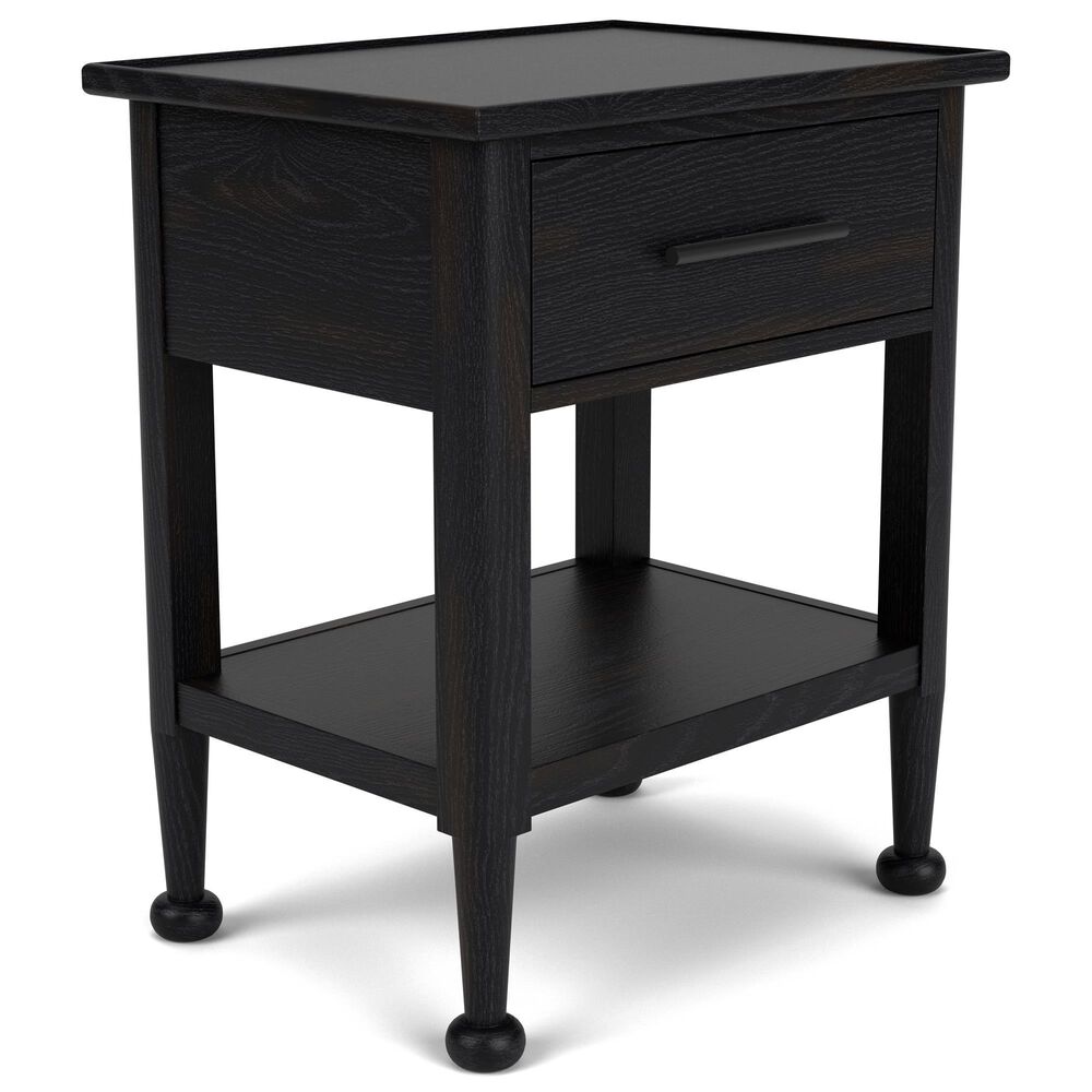 Riverside Furniture Calhoun 1-Drawer Nightstand in Ebony Whiskey Oak with USB Ports, , large
