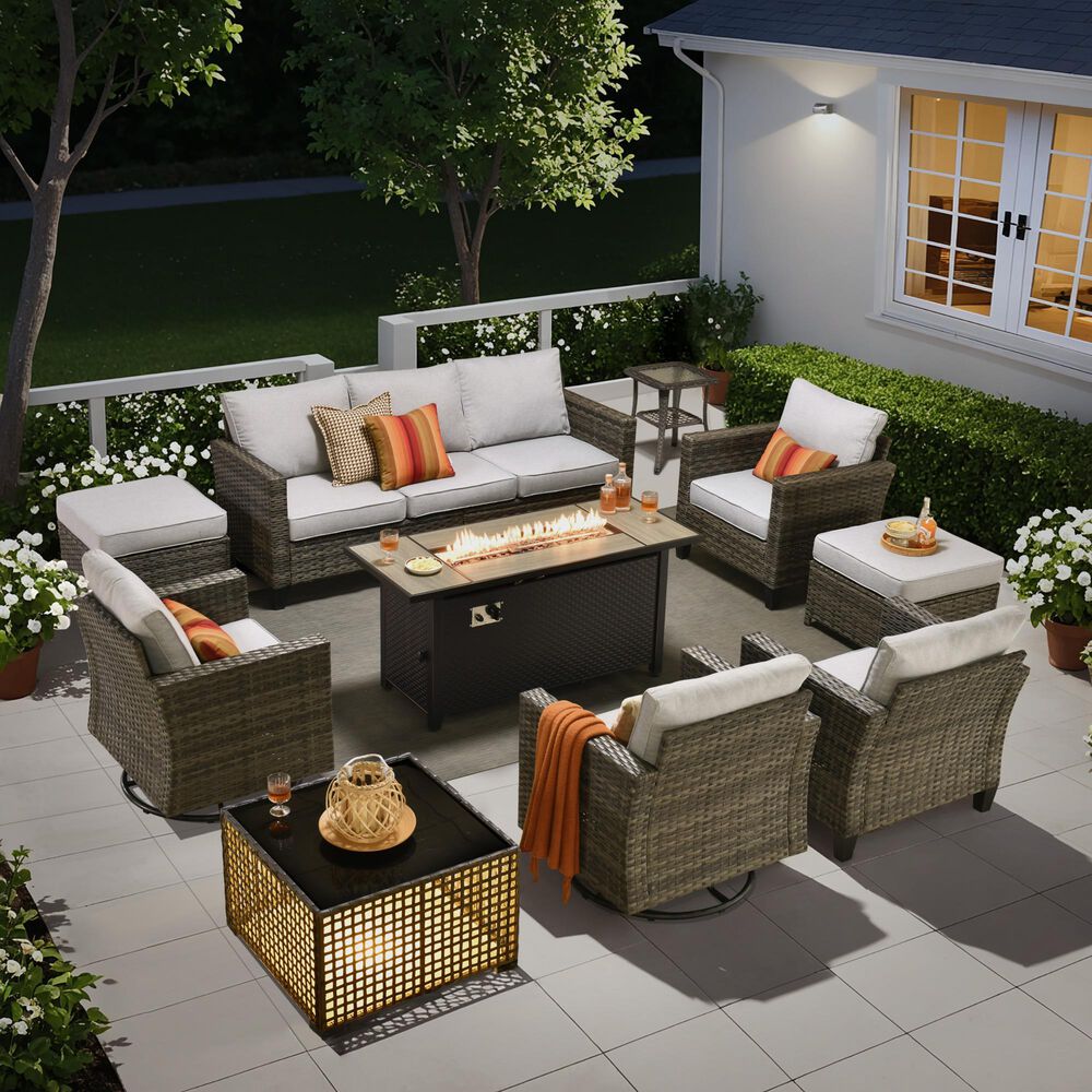 HOMLUX 10-Piece Patio Seating Bundle in Gray, , large