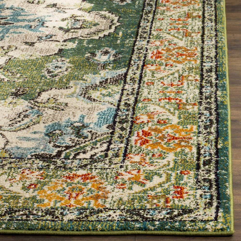 Safavieh Monaco MNC243F-26 2&#39;2&quot; x 6&#39; Forest Green/Light Blue Runner, , large