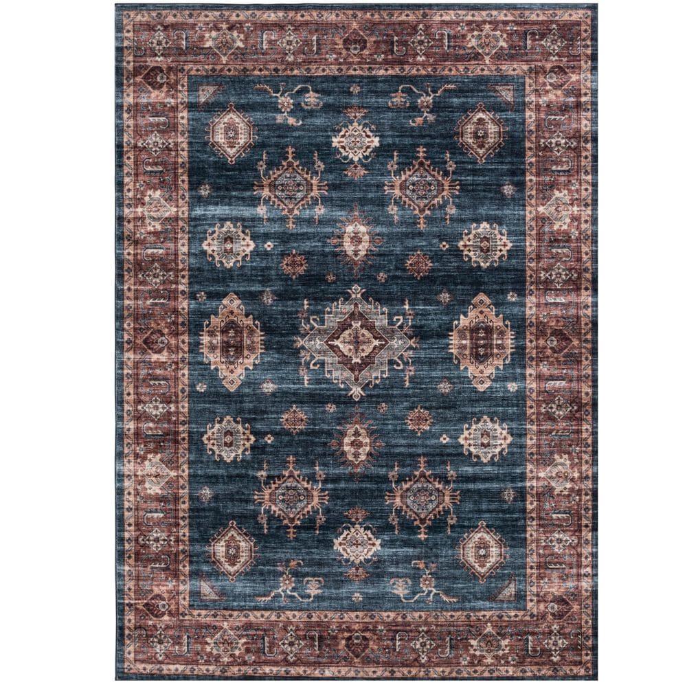Central Oriental Rugease Raquel 5" x 7" Aerugo and Rust Area Rug, , large