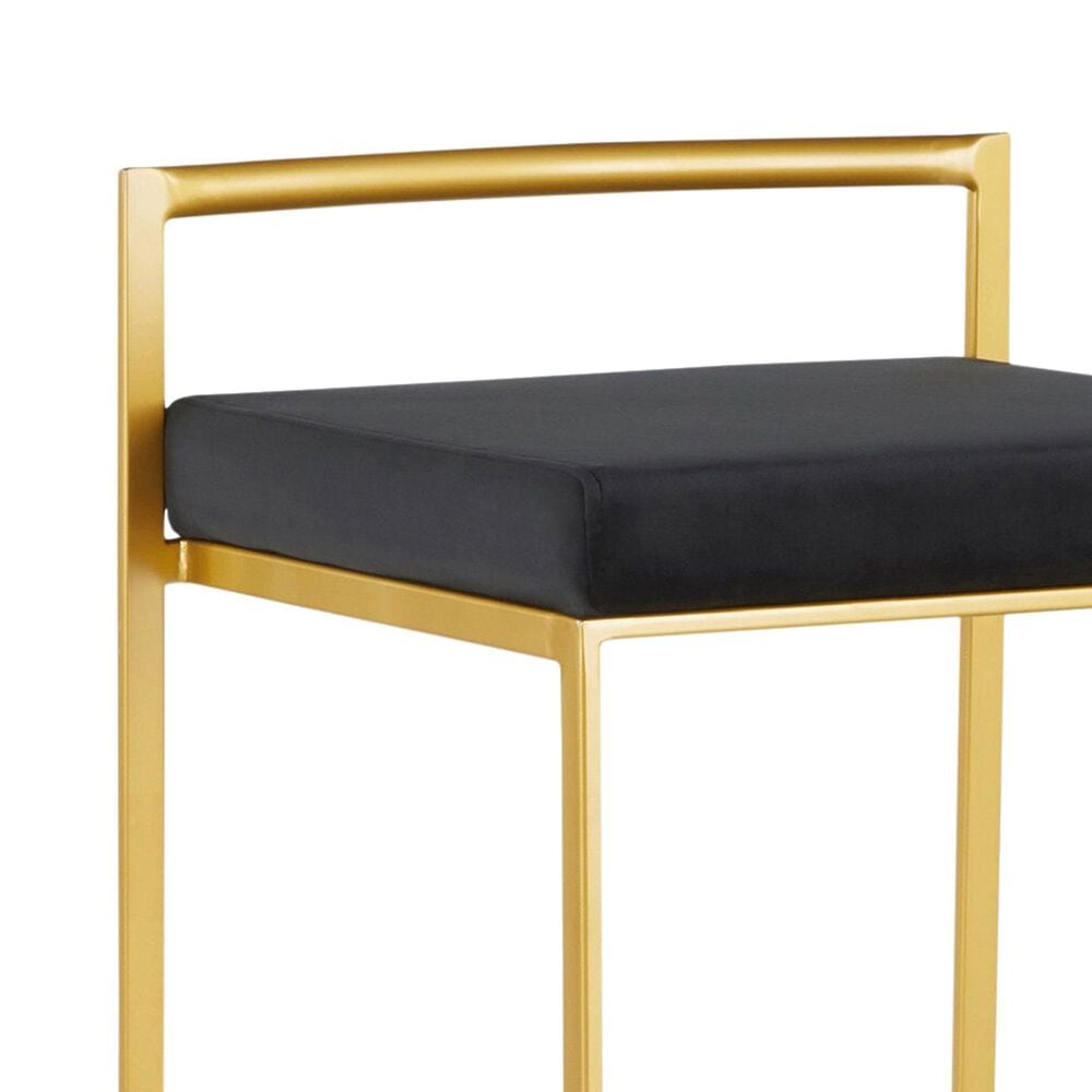 Lumisource Fuji Stackable Counter Stool with Black Velvet Cushion in Gold &#40;Set of 2&#41;, , large