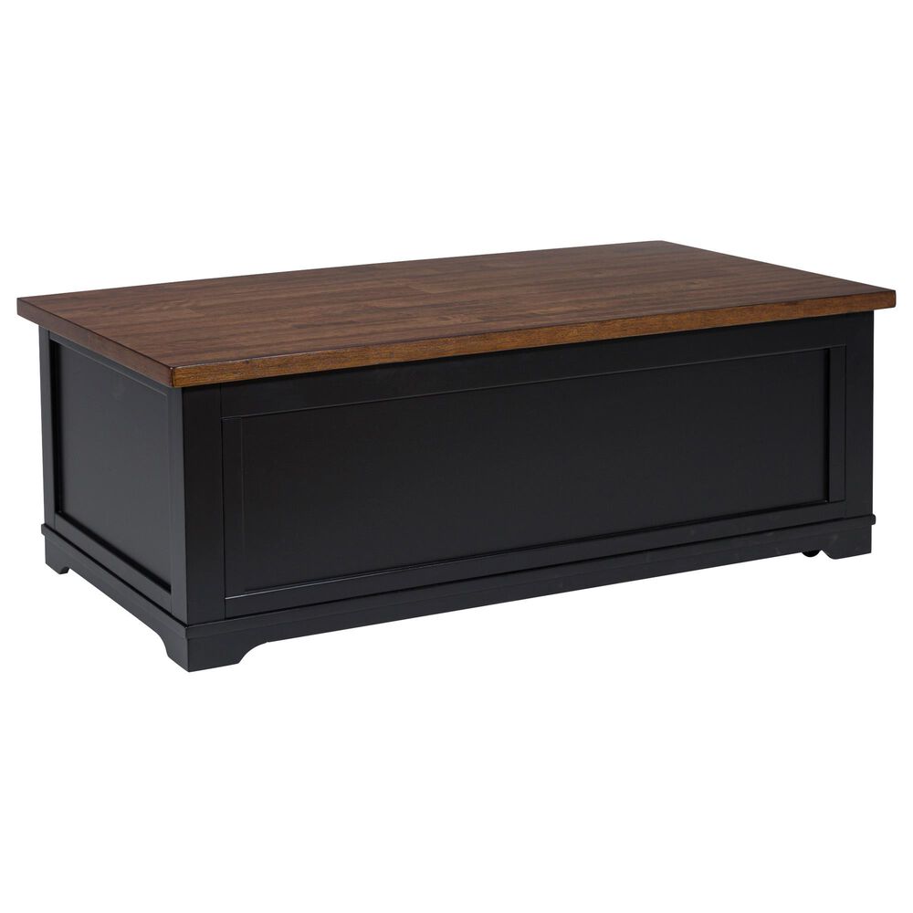 Ashley Wildenauer Lift Top Cocktail Table in Warm Satin Black and Brown, , large