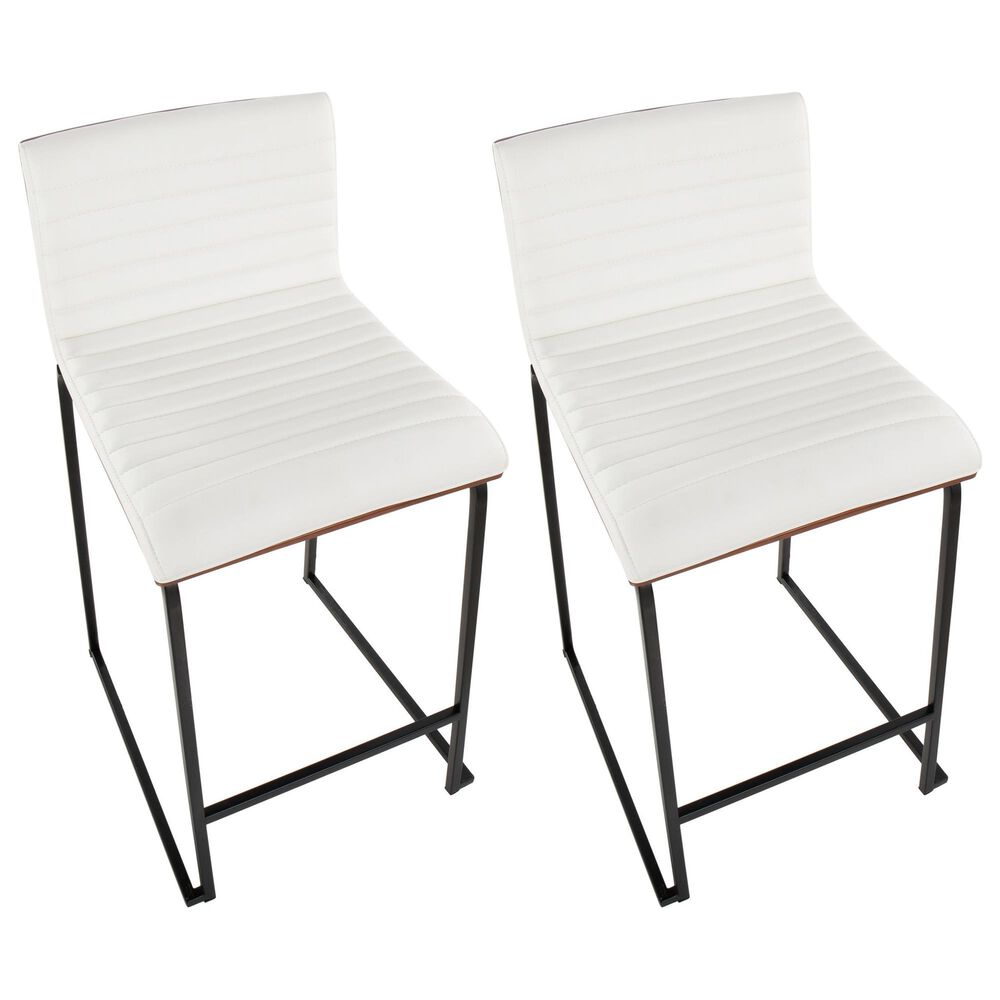 Lumisource Mason Mara Barstool with White Cushion in Gold and Walnut &#40;Set of 2&#41;, , large