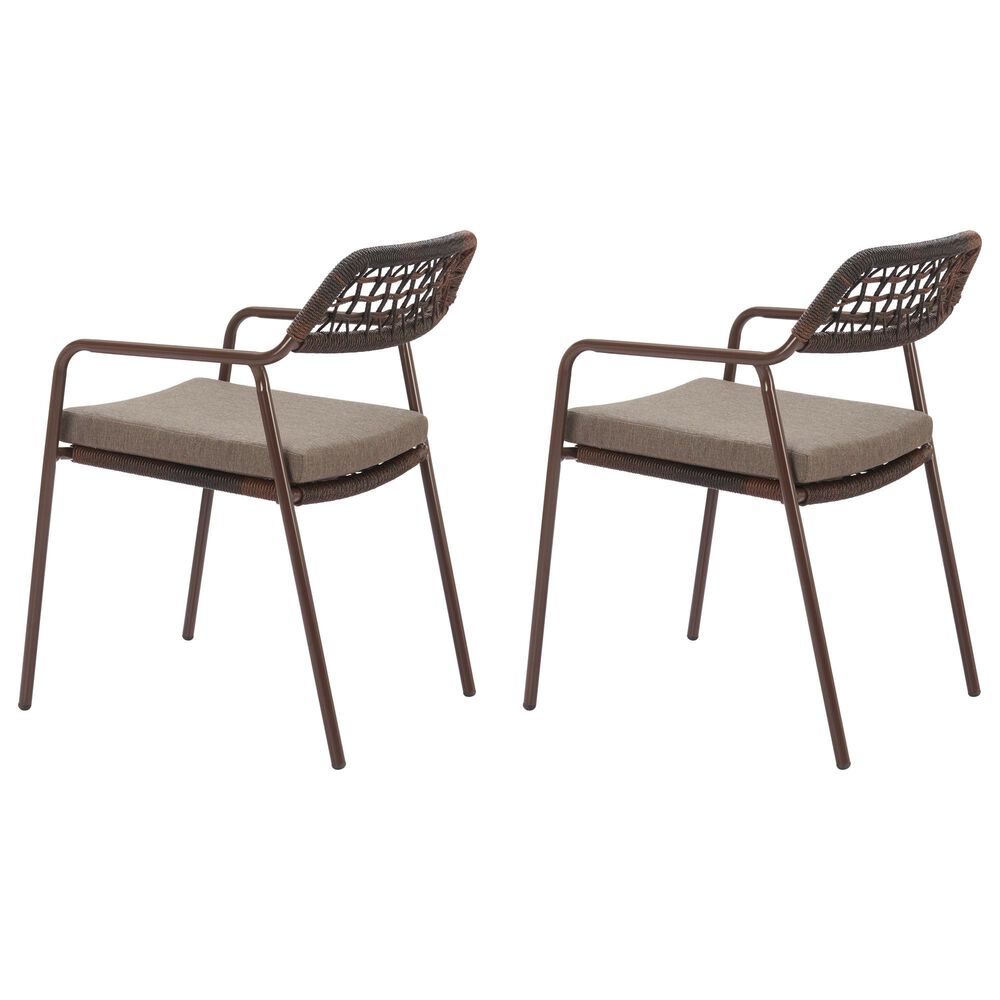 Zuo Modern Rio Outdoor Dining Chair in Brown (Set of 2), , large