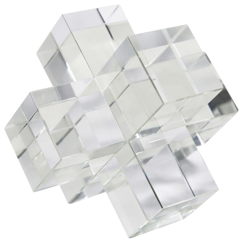 Sagebrook Home 6" Crystal Geometric Object in Clear, , large