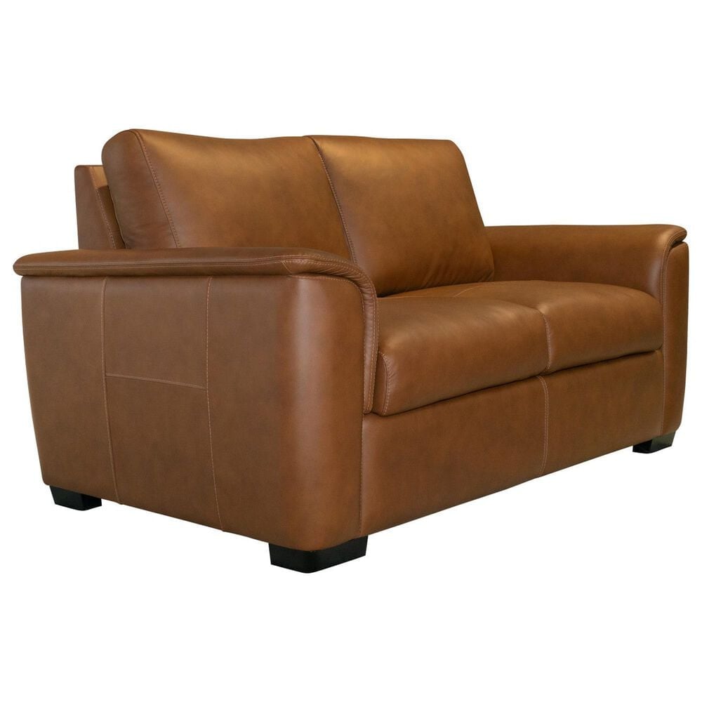 Flexsteel Henry Stationary Leather Sofa and Loveseat Set in Caramel, , large