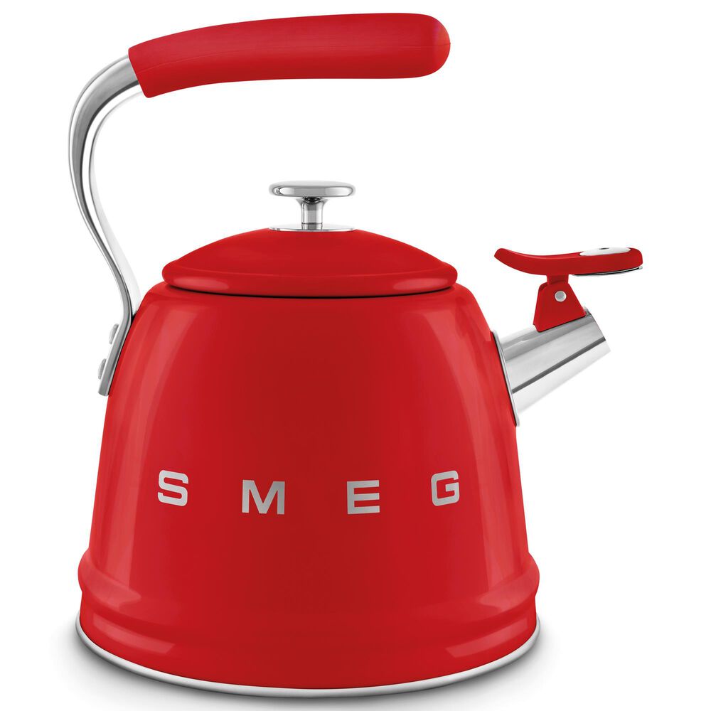 SMEG 2.3L Retro Style Electric Whistling Kettle in Red, , large