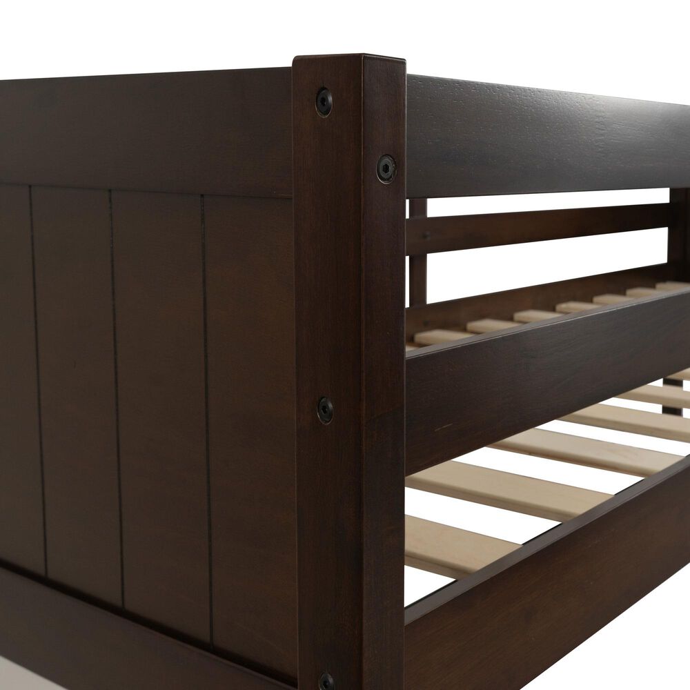 Linon Home Decor Darcy Low Profile Twin over Twin Bunk Bed in Espresso, , large