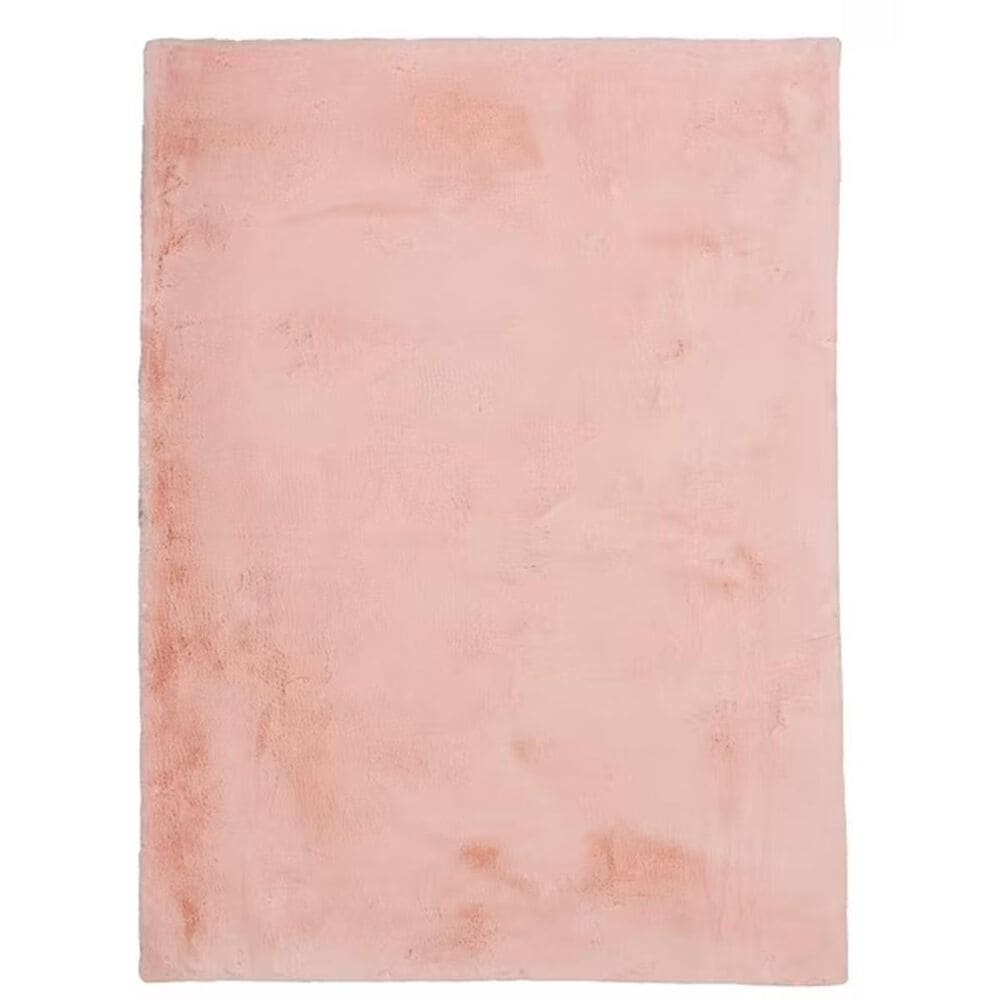 Linon Maven Faux Rabbit 5" x 7" Pink Area Rug, , large
