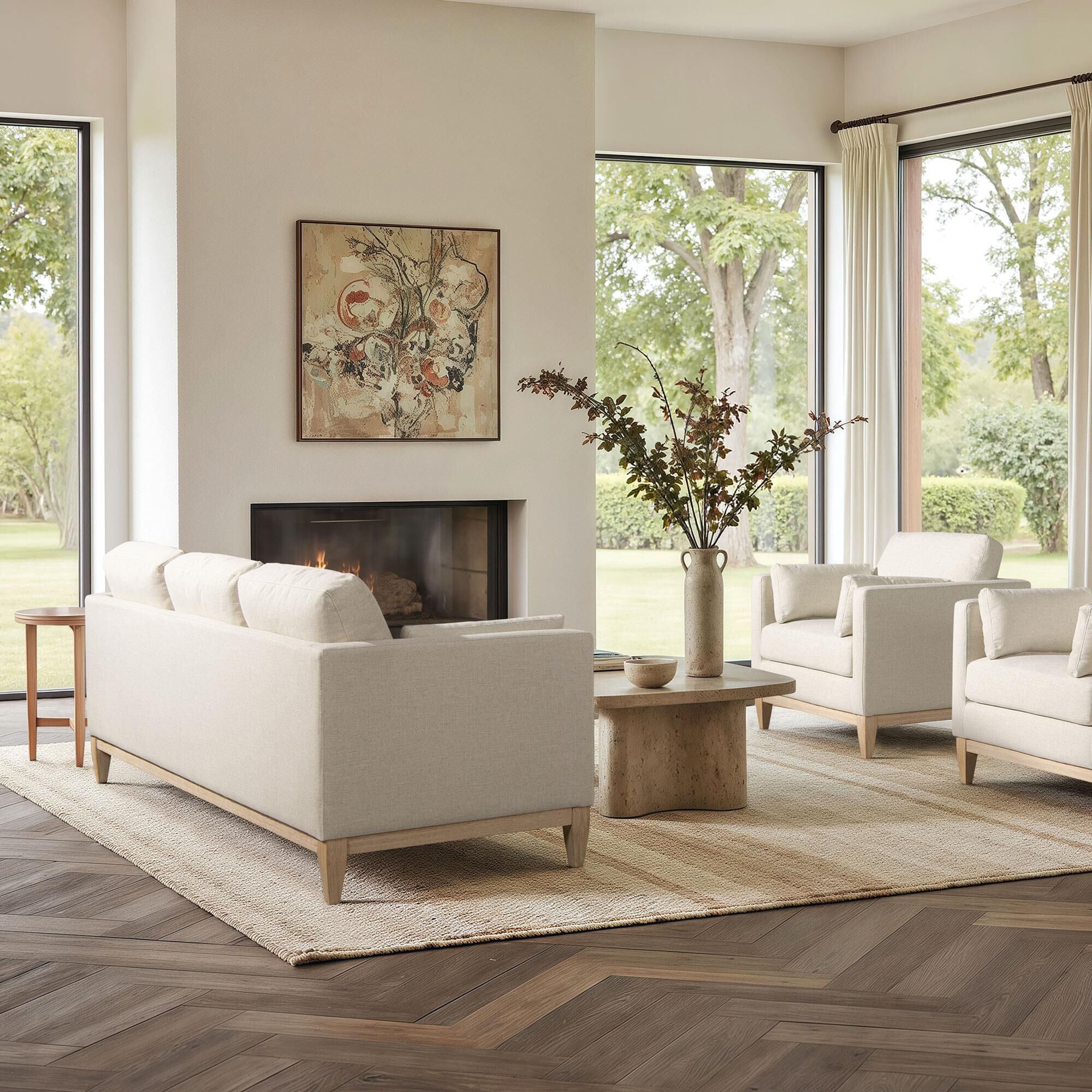 Jennifer Taylor Home Knox Stationary Sofa in Flax White