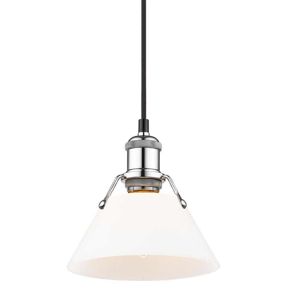 Golden Lighting Orwell 1-Light Small Pendant with Opal Glass Shade in Chrome, , large
