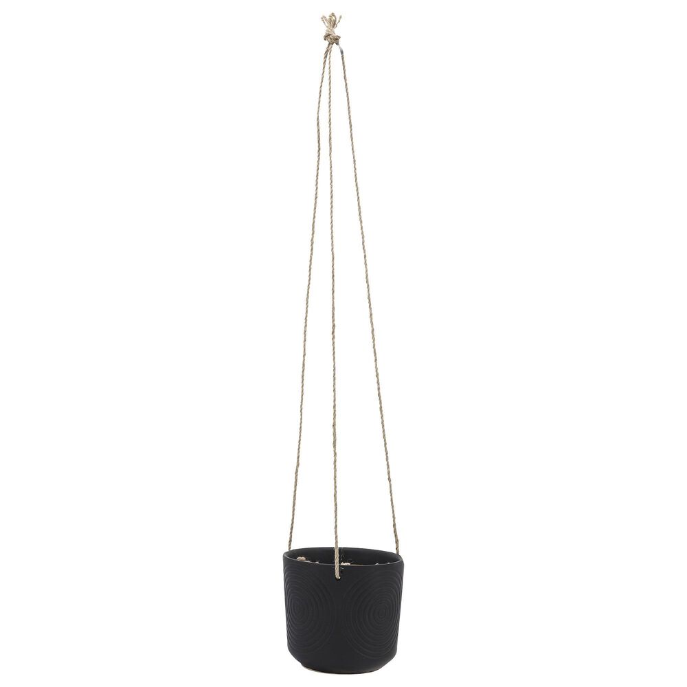 Sagebrook Home 6" Vector Hanging Planter in Black, , large