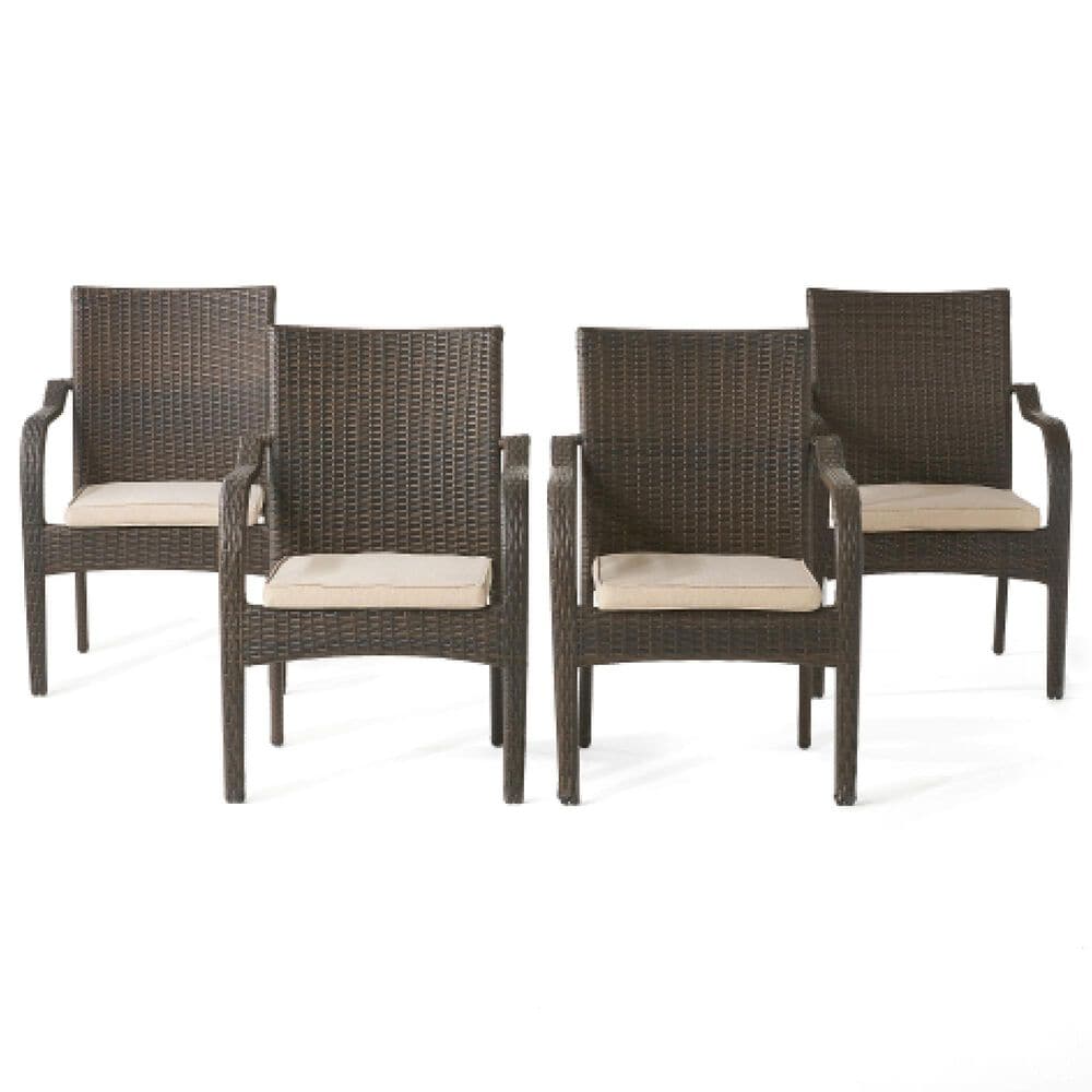 Hearth and Haven Patio Wicker Dining Chair in Brown (Set of 4), , large