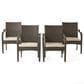 Hearth and Haven Patio Wicker Dining Chair in Brown (Set of 4), , large