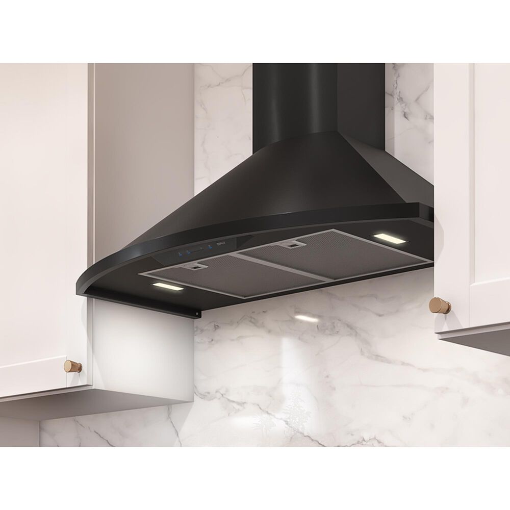 Zephyr Savona 36&quot; Wall Mount Chimney Hood in Black, , large