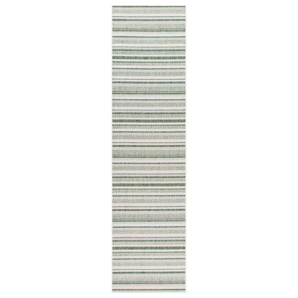 Surya Eagean EAG-2422 Grass Green, Ivory, Dark Green and Seafoam 2&#39;7&quot; x 10&#39; Indoor/Outdoor Runner, , large