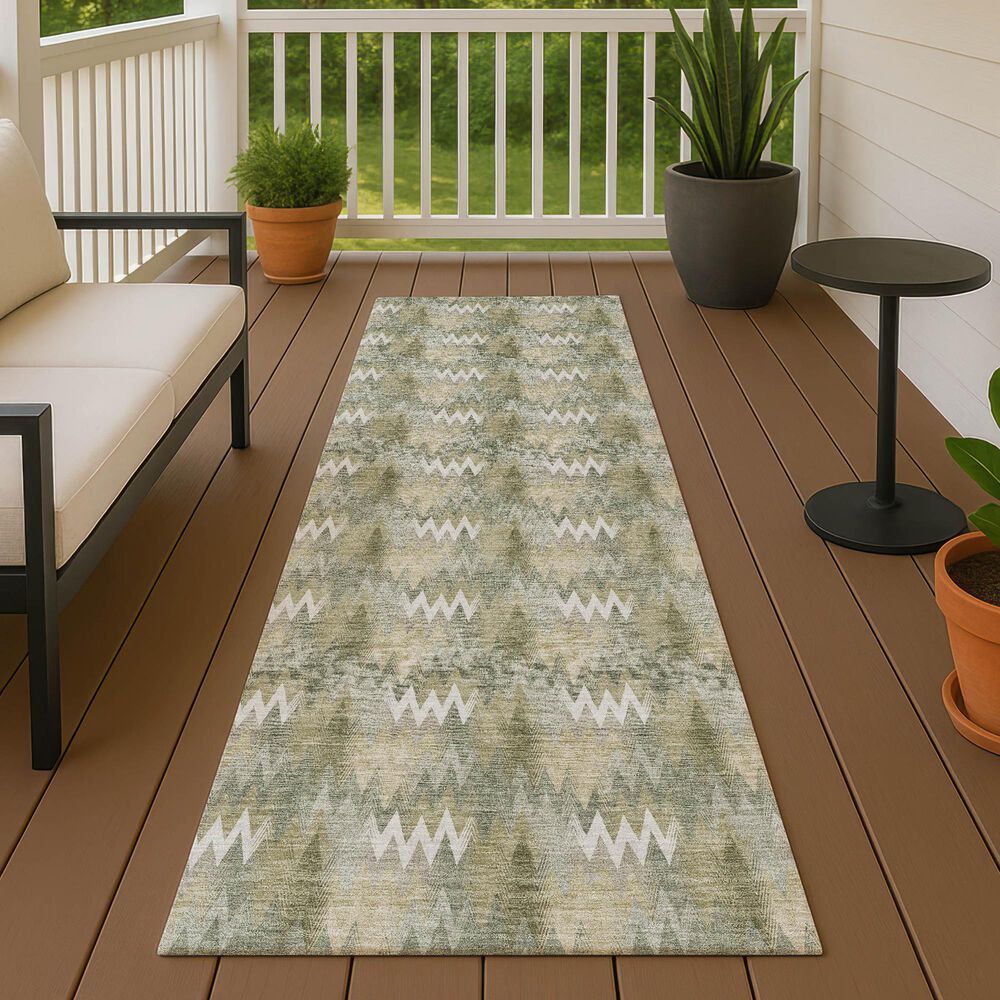 Dalyn Rug Company Soft Essentials Chevron Olive 2'3" x 7'6" Runner, , large