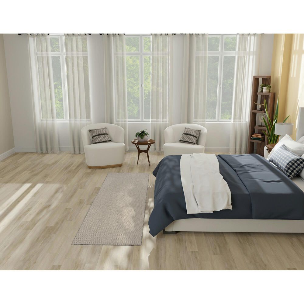 Nourison Courtyard Ivory and Silver 2&#39;2&quot; x 8&#39; Indoor/Outdoor Runner, , large