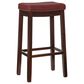 Linon Home Decor Claridge Bar Stool with Red Cushion in Rich Brown, , large