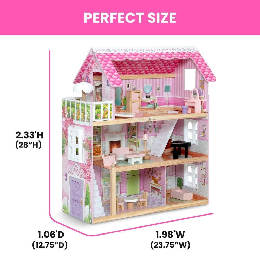 Delta Children Little Gem Dollhouse with 3-Story and 4 Rooms in Multicolor, , large