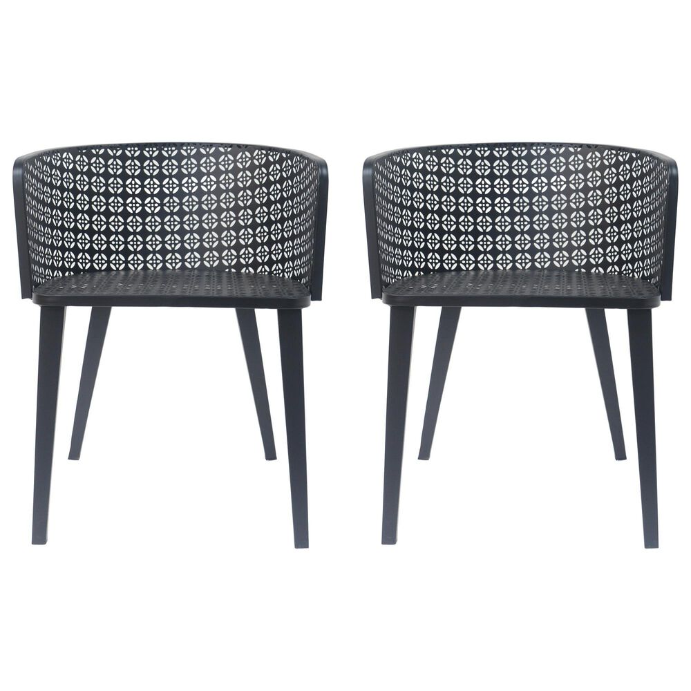 Hearth and Haven Milan Outdoor Dining Chair in Black (Set of 2), , large