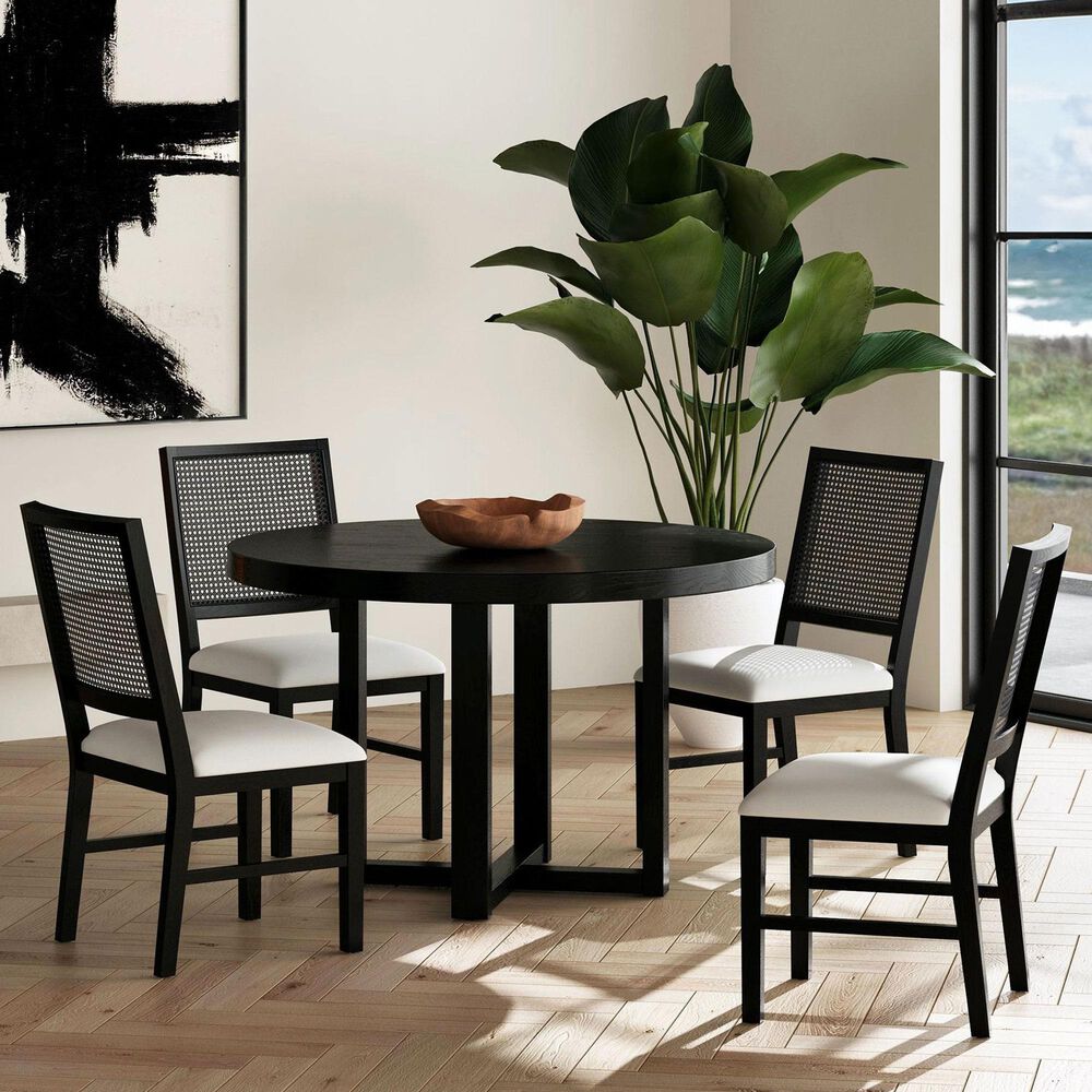 Mayberry Hill Bahama Breeze 5-Piece Round Dining Set in Black, , large