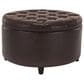 Regency Global Sourcing Knight 28" Round Storage Ottoman in Brown Faux Leather, , large