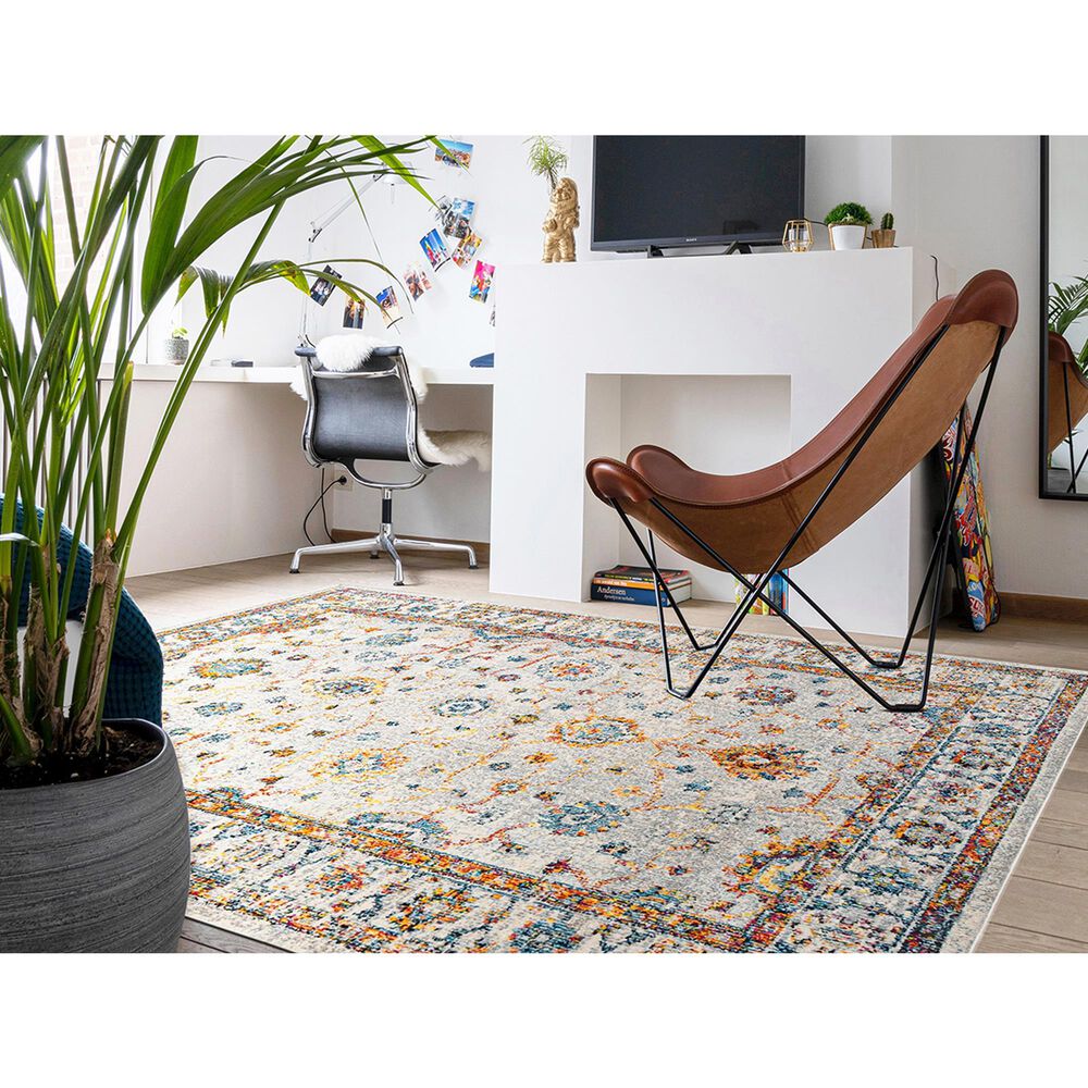 Amer Rugs Montana Traditional 5&#39;3&quot; x 7&#39;6&quot; Ivory and Orange Area Rug, , large