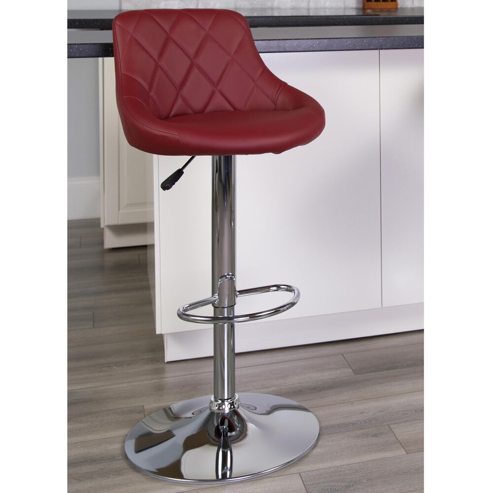 Flash Furniture Adjustable Barstool in Burgundy, , large