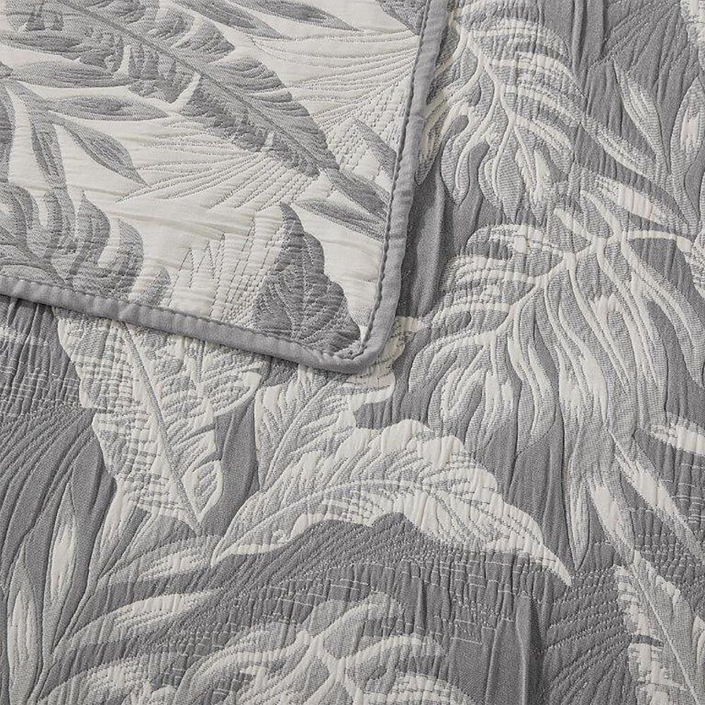 Duke Imports Virah Bella Jacquard 3-Piece King Quilt Set in Charcoal Tropics, , large