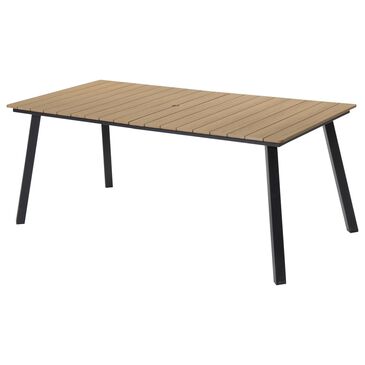 Hearth and Haven Outdoor Rectangular Dining Table with Umbrella Hole in Yellow - Table Only, , large